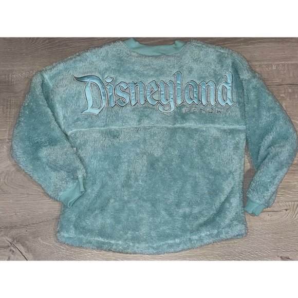 *DISNEYLAND....Sherpa Aqua Fleece SPIRIT JERSEY SPARKLY AQUA COLOR Youth L - Picture 3 of 10